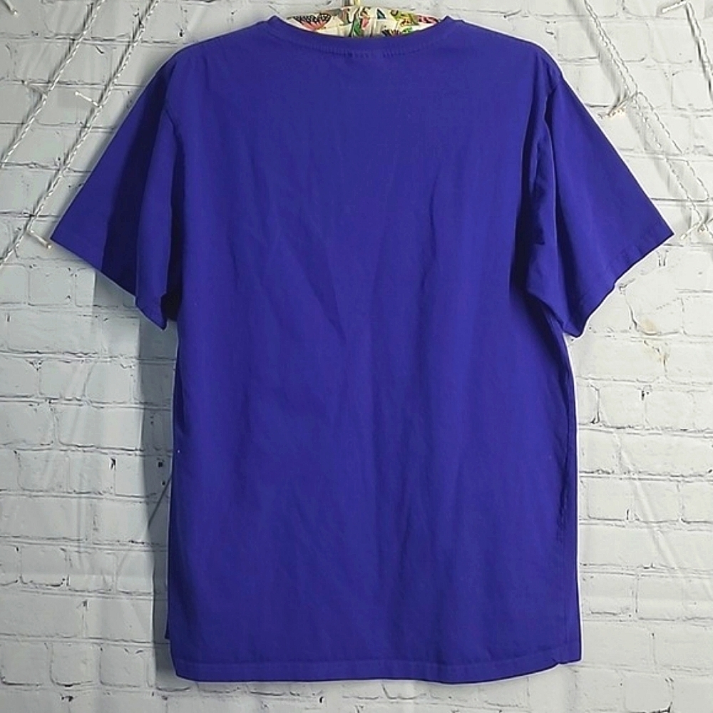 Vintage 90s Bahamas Rising Sun Beach Tropical Graphic Print Navy Blue Tee Mens L - Picture 10 of 15